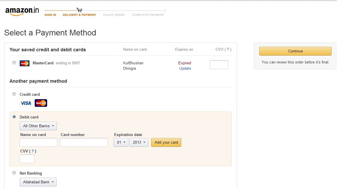 Payment Method Page - Amazon.in