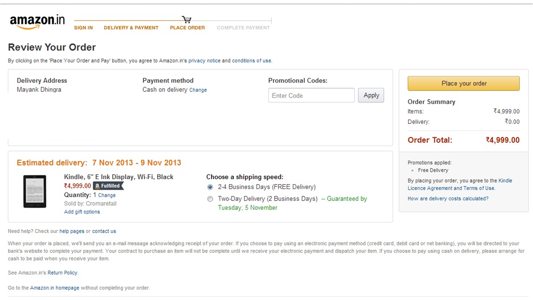 Review order page - Amazon.in