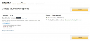 Delivery Address and Options Page - Amazon.in
